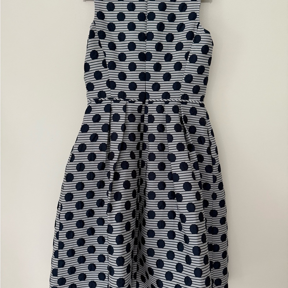 Tahari by Arthur Levine Navy Polka Dot Sleeveless a-line Dress in size 4 - Picture 6 of 13
